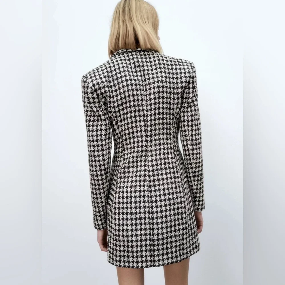 Zara Houndstooth Blazer Mini Dress size M NEW with tags - Picture 3 of 16